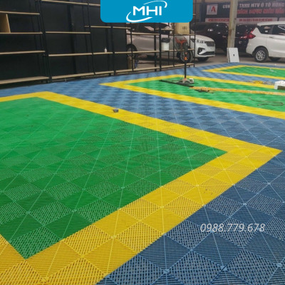 [COMBO 11] Thảm nhựa lót sàn gara ô tô MHI - Cao 2.5 cm / trung tâm chăm sóc xe ô tô, khu vực rửa xe ô tô