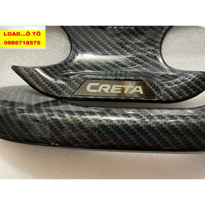 Ốp Tay Hõm Cửa Carbon Xe Huyndai Creta 2022-2023 Mẫu Vân Carbon Cao Cấp, Có Sẵn Keo Dán 3M