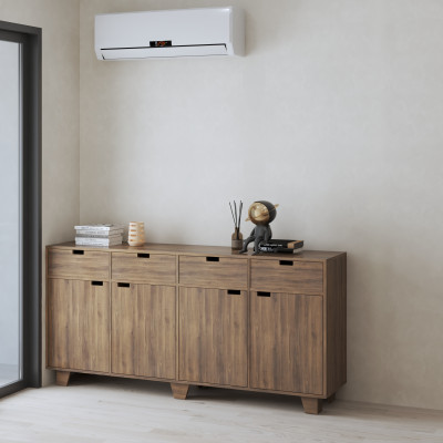 HAPPY FURNITURE , ALVA - Tủ lưu trữ 4 cửa mở 4 ngăn kéo , TCM_214 , 180cm x 40cm x 86cm DxRxC