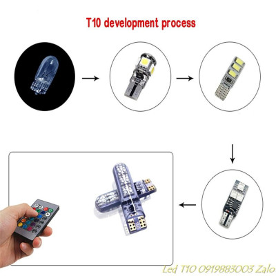 <NEWTREND> Bộ 2 đèn Led T10, W5W RGB 16 màu kèm Remote điều khiển 6 SMD 5050 lắp đèn led demi,biển số, cốp sau