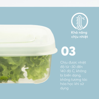 Bộ 3 hộp thực phẩm vuông Hokkaido 500-1000-2000ml (Tặng kèm sticker) - INOCHI- chất lượng chuẩn Nhật Bản