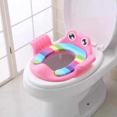 Thu Nhỏ Bồn Cầu Cho Bé, Bệ Lót Bồn Cầu Có Tay Vịn Hình Chú Ếch Cho Bé Tự Tin Đi Vệ Sinh
