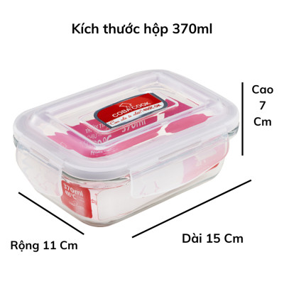 [Mua 2 Tặng 1] Bộ Hộp Đựng Thức Ăn Hộp Cơm Bảo Quản Thực Phẩm Thủy Tinh Chịu Nhiệt - 370ml