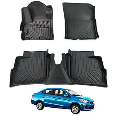 Thảm lót sàn xe ô tô Mitsubishi Mirage G4 Nhãn hiệu Macsim chất liệu nhựa TPE cao cấp màu đen