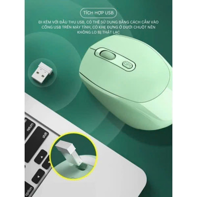 Chuột không dây wireless 2.4Ghz  sạc pin, chồng ồn, DIP1600 chuyên dùng cho máy tính, laptop, tivi MÀU ĐEN - Hàng Nhập Khẩu