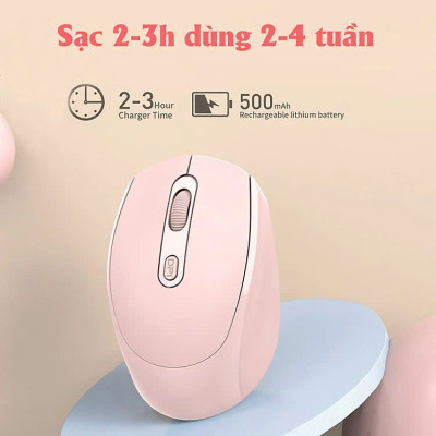 Chuột không dây wireless 2.4Ghz  sạc pin, chồng ồn, DIP1600 chuyên dùng cho máy tính, laptop, tivi MÀU ĐEN - Hàng Nhập Khẩu