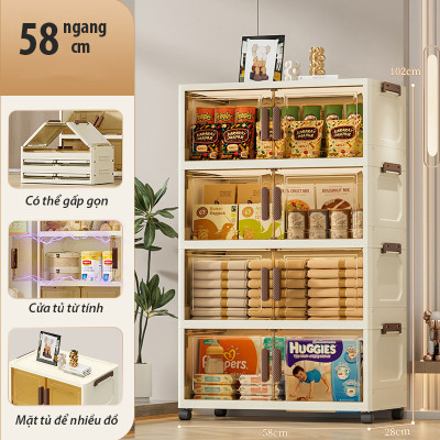 Nubie Tủ Nhựa Gấp Gọn Ngang 58cm, Tủ Đựng Đồ Đa Năng Lắp Ghép, Hộp Đựng Quần Áo, Nhựa PP, Có Bánh Xe