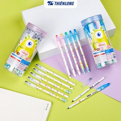 Combo 30 Bút bi Thiên Long Sweetme TP-08 ngòi 0.6mm mực xanh/đen có nắp đậy phù hợp cho học sinh, sinh viên