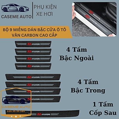 [HYUNDAI] Bộ 9 Miếng Dán Vân Carbon Chống Trầy Xước Bậc Cửa Ô Tô Dành Cho Hãng Xe HYUNDAI - Hàng Chính Hãng