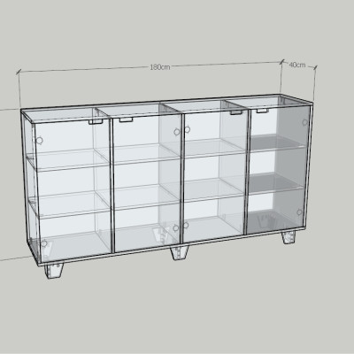 HAPPY FURNITURE , ALVA - Tủ lưu trữ 4 cửa mở , TCM_213 , 180cm x 40cm x 96cm DxRxC