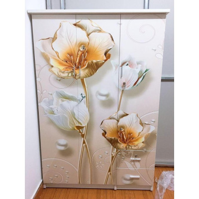 Tủ Nhựa Đài Loan -  tủ nhựa 3 cánh in tranh 3D đựng quần áo chăn màn