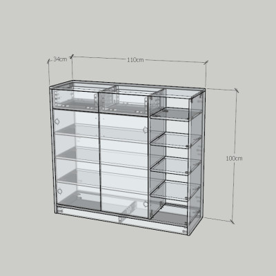 HAPPY FURNITURE , HEINEE - Tủ lưu trữ 2 cửa mở 2 ngăn kéo, TCM_215 , 110cm x 34cm x 100cm DxRxC, sản phẩm phổ thông
