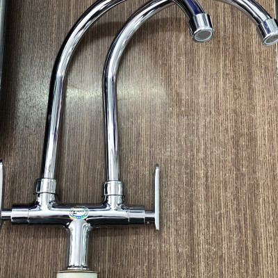 Vòi Rửa Chén Đôi Đồng Thau Mạ Chrome