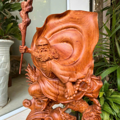 Tượng đạt ma sư tổ hàng long bằng gỗ hương đá kt cao 70×33×15cm 