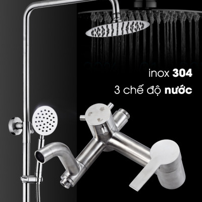 Sen cây tắm đứng nóng lạnh inox 304 KOSKO (BH 24 THÁNG), sen tắm nóng lạnh tròn L