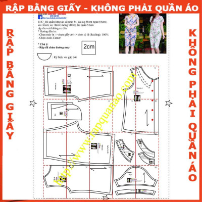 Rập giấy bộ lửng cổ sen 1187 (BẢN VẼ)