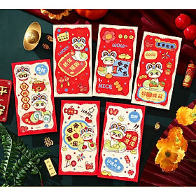 Túi Lixi Tết 2025 Bên Trong 6 Cái Mẫu Khác Nhau và Nhiều Mẫu Mã Đa Dạng