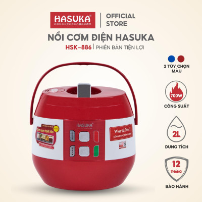 Nồi cơm điện HASUKA HSK-886 dung tích 2L, công suất 700W - Lòng niêu dầy phủ chống dính ceramic, chống xước siêu bền - HÀNG CHÍNH HÃNG