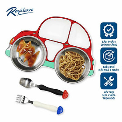 Set khay ăn dặm cho bé bằng Inox và Nhựa cao cấp Royalcare phù hợp ăn BLW, ăn dặm kiểu Nhật và ăn dặm truyền thống 