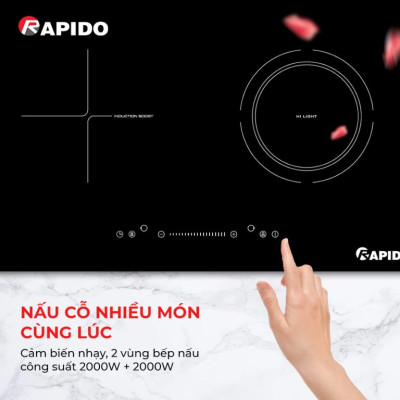 Bếp từ đôi Rapido RI4000BS công suất 4000W chính hãng Rapido - Hàng chính hãng