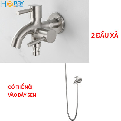 Vòi củ sen lạnh đa năng 2 đầu xả Inox 304 ren 21 Hobby home decor CS1