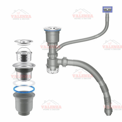 Chậu rửa bát 1 hố 6845 Valenza inox 304 nano đen dày 3li kèm khay đựng, bộ xả, rổ lnox lỗ-Hàng đẹp