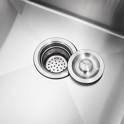 Combo chậu rửa chén bát inox 8245 hai hố cân, vòi rửa bát nóng lạnh Vuông, bình xà phòng, rá inox gác chậu