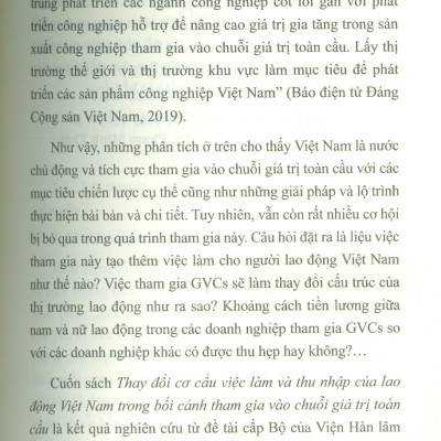 Thay Đổi Cơ Cấu Việc Làm Và Thu Nhập Của Lao Động Việt Nam Trong Bối Cảnh Tham Gia Vào Chuỗi Giá Trị Toàn Cầu (Sách chuyên khảo) - TS. Phạm Minh Thái (Chủ biên)