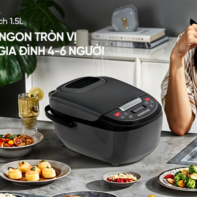 Nồi cơm điện tử 1.8L Sunhouse SHD8909B - 6 chế dộ, giữ ấm 12 tiếng - Mâm nhiệt lớn, cơm dẻo, chín đều - Hàng chính hãng