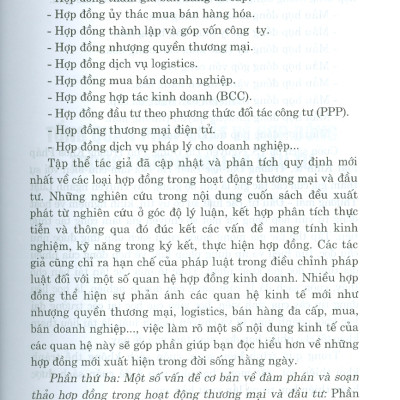 PHÁP LUẬT VỀ HỢP ĐỒNG TRONG THƯƠNG MẠI VÀ ĐẦU TƯ - Những Vấn Đề Pháp Lý Cơ Bản (Sách chuyên khảo) (Xuất bản lần thứ tư có sửa chữa, bổ sung)
