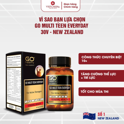 Viên uống cho tuổi teen nhập khẩu chính hãng New Zealand GO MULTI TEEN EVERYDAY (30 viên)  bổ sung 32 vitamin, khoáng chất và một số dưỡng chất hỗ trợ duy trì và tăng cường sức khỏe cho trẻ ở tuổi tăng trưởng, tuổi dậy thì