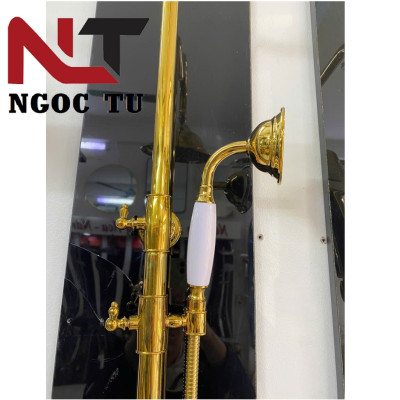 Sen cây mạ vàng tắm đứng chính hãng GROVES nhập khẩu nóng lạnh đính đá ngọc GS 8766
