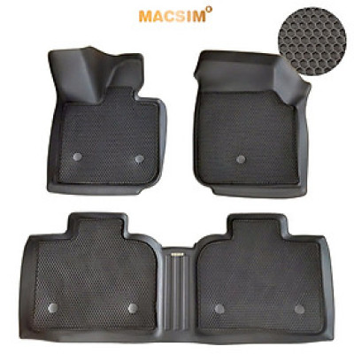 Thảm 2 lớp dạng lưới lục giác Vinfast VF7 (đen) 3 - bề mặt cao su siêu sạch - Macsim