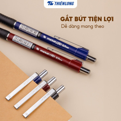 Combo 5-10-20 Bút Bi Thiên Long Metal Clip TL-036 đầu bi 0.7mm