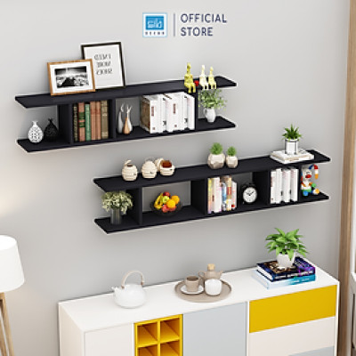 Combo Bộ 2 Kệ Gỗ Trang Trí Treo Tường Nhiều Ngăn Cách Điệu SIB DECOR KT08