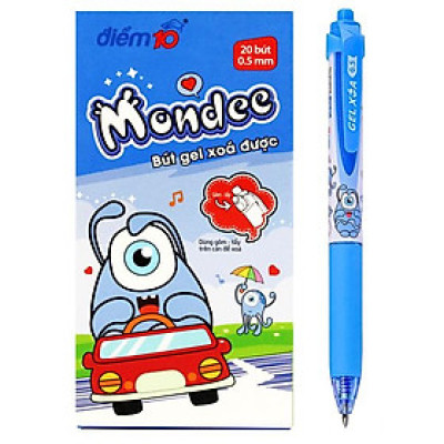 Hộp 20 Bút Gel Xóa Được Mondee 0.5 mm - Điểm 10 TP-GELE-003 - Mực Xanh