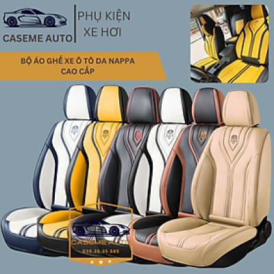 [Tặng Kèm 2 Gối] Bộ 5 Áo Bọc Ghế Ô Tô 9D Da Nappa Có Lỗ Thoáng Hơi, Đường May Nổi, Chống Nước Tốt, Dễ Vệ Sinh, Không Mùi, Có Chống Trượt (Mã MT324) - Hàng Nhập Khẩu