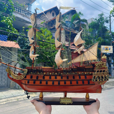 Mô Hình Thuyền Gỗ WASA chất liệu gỗ tràm, thuyền trang trí phong thủy, thuyển gỗ thủ công chính hãng
