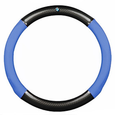Bọc vô lăng TTAUTO cho xe ô tô chất liệu da vân carbon cao cấp có logo BMW (Đen Xanh)