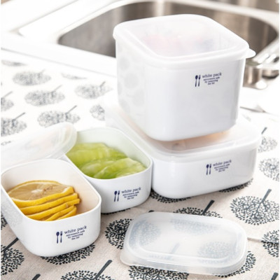 Set 02 hộp đựng & bảo quản đồ ăn White Pack 280ml ( hình chữ nhật ) thích hợp dùng trong lò vi sóng - MADE IN JAPAN