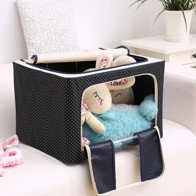 Túi vải đựng đồ quần áo khung thép chịu lực - Hộp đựng thú nhồi bông, sách vở, chăn màn, đồ chơi bằng vải- Tủ vải loại lớn 66L chính hãng LuckyDecor
