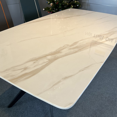 Bàn ăn mặt đá ceramic bóng chân chữ H