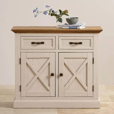 Tủ Chén Thấp Seychelles Loại Nhỏ Gỗ Sồi Ibie DSCSSSEYO - Trắng (100 x 42 cm)