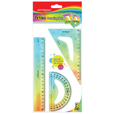 Bộ 3 Thước Học Sinh - Keyroad KR972402 (Mẫu Màu Giao Ngẫu Nhiên)