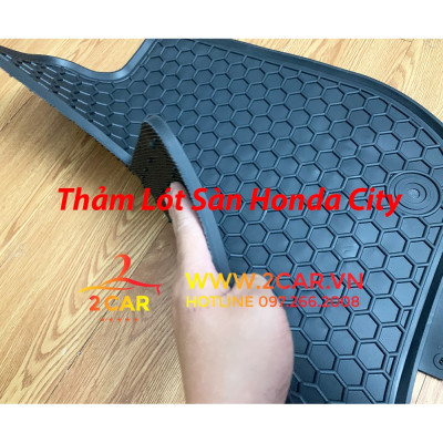 Thảm Lót sàn City 2021, 2022 Thảm sàn Honda City 2021, 2022 Cao su đúc theo xe cao cấp, Mẫu Mới Nissin tổ ong chữ trắng