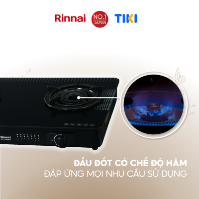 Bếp gas dương Rinnai RV-715Slim(GL-D) mặt bếp kính và kiềng bếp men - Hàng chính hãng.