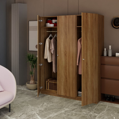 [Happy Home Furniture] SCANDINA, Tủ quần áo 3 cửa mở 1m5x2m ,150cm x 60cm x 201cm ( DxRxC), TCM_089