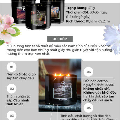 Nến ly 3 bấc sáp đậu nành For Men Goose Creek (411g) - Tobacco
