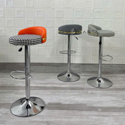 Ghế đảo bếp Ghế quầy bar lưng tựa thấp chân tăng giảm thép mạ chrome CB2291-P