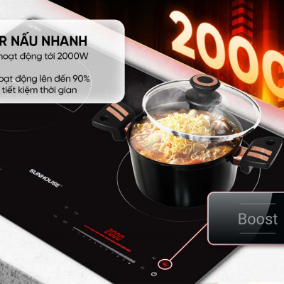 BẾP ĐÔI ĐIỆN TỪ SUNHOUSE SHB-588DI Booster 2200W - Hàng chính hãng
